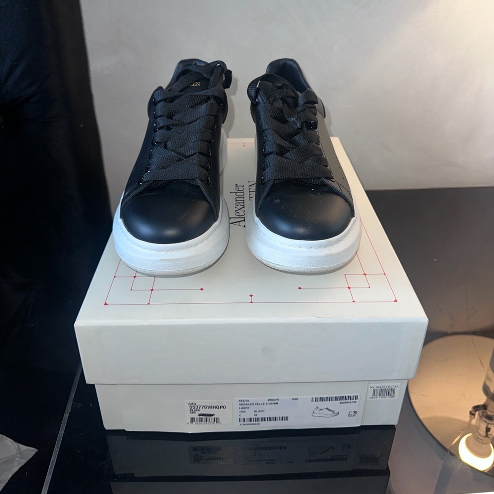 Alexander McQueen Black and White Leather Sneakers